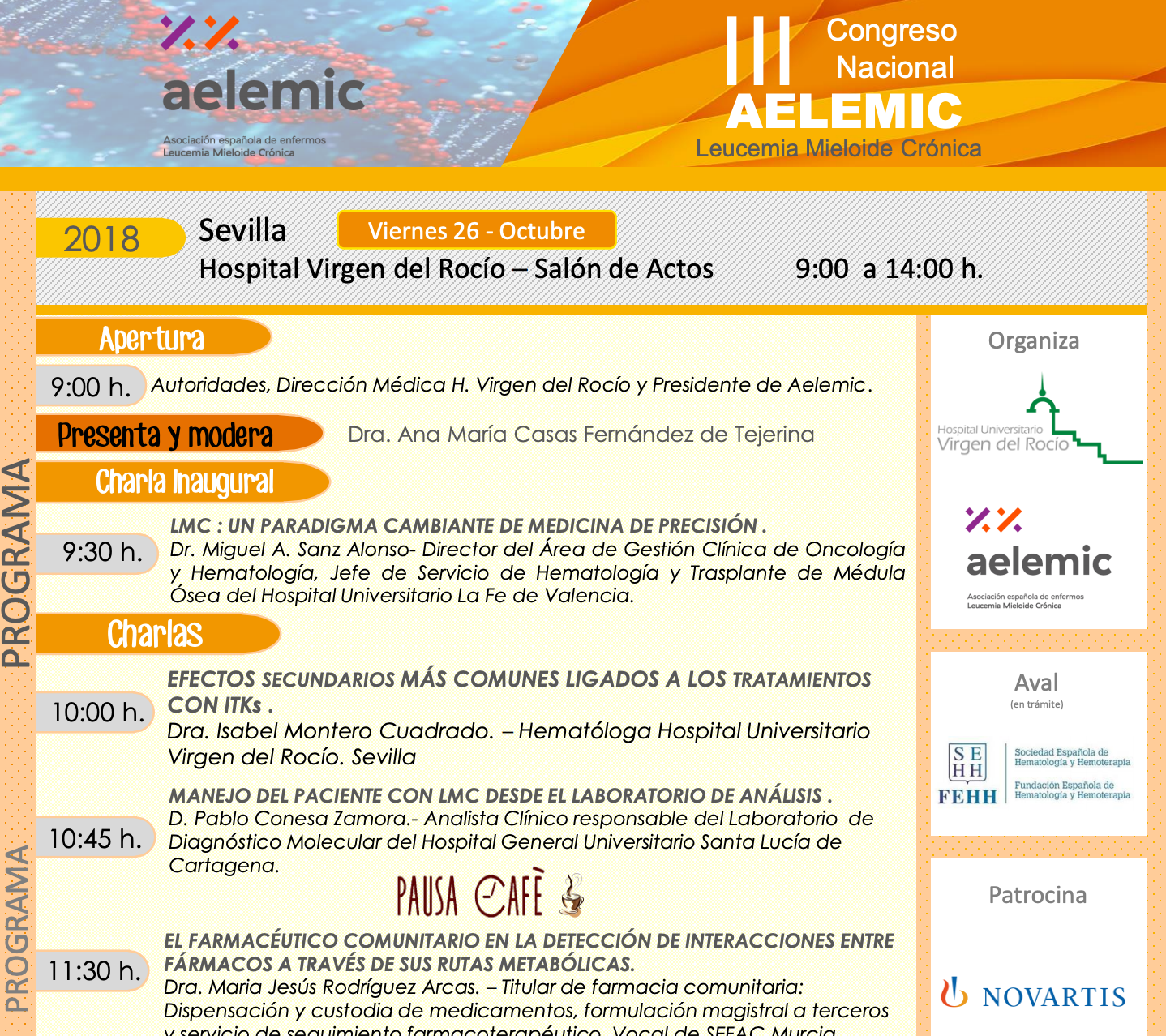 III Congreso Nacional Leucemia Mieloide Crónica Aelemic 2018 en Sevilla
